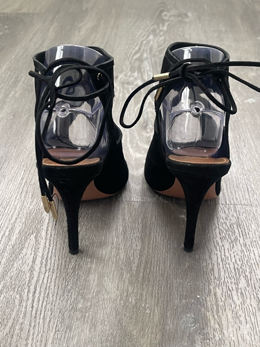 Aquazzura Sexy Thing Black Suede Cutout Ankle Booties Size 38.5 - Picture 5 of 7